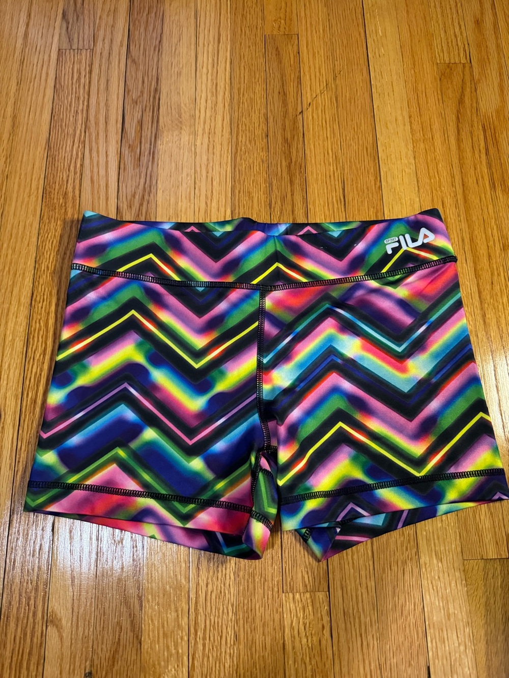 Fila Sport Rainbow Zig Zag Spandex Shorts Small